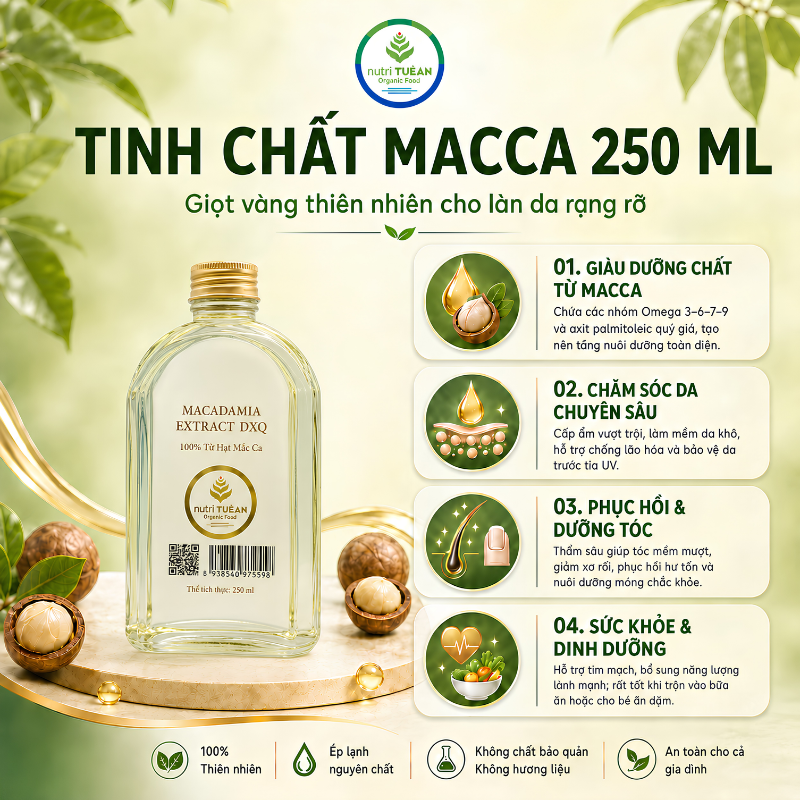 Tinh chất chăm sóc da và tóc Macca 250ml